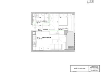 Rzut - Mieszkanie na sprzedaż 2 pokoje o powierzchni 32,71 m² - numer A.23 w Laurowy Zakątek