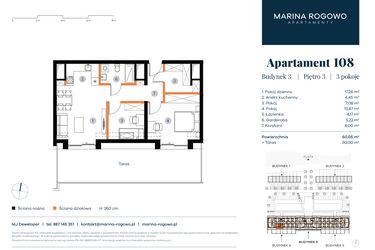 Rzut - Mieszkanie na sprzedaż 2 pokoje o powierzchni 60,05 m² - numer 108 w Apartamenty Marina Rogowo