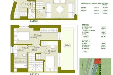 Rzut - Dom na sprzedaż 3 pokoje o powierzchni 67,23 m² - numer A1 w Triton Kampinos II