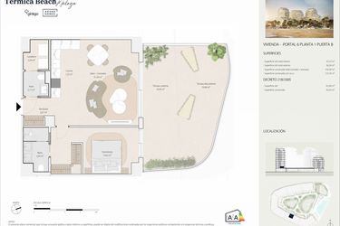 Rzut - Mieszkanie na sprzedaż 1 pokój o powierzchni 85,73 m² - numer P6P1B w Termica Beach