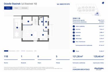 Rzut - Dom na sprzedaż 5 pokoi o powierzchni 121,26 m² - numer 11B w Osiedle Stasinek