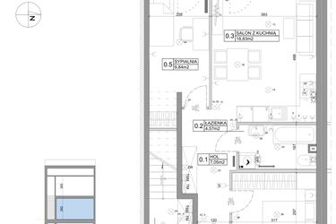 Rzut - Mieszkanie na sprzedaż 3 pokoje o powierzchni 51,15 m² - numer 55 w Boska Ksawerowska IV