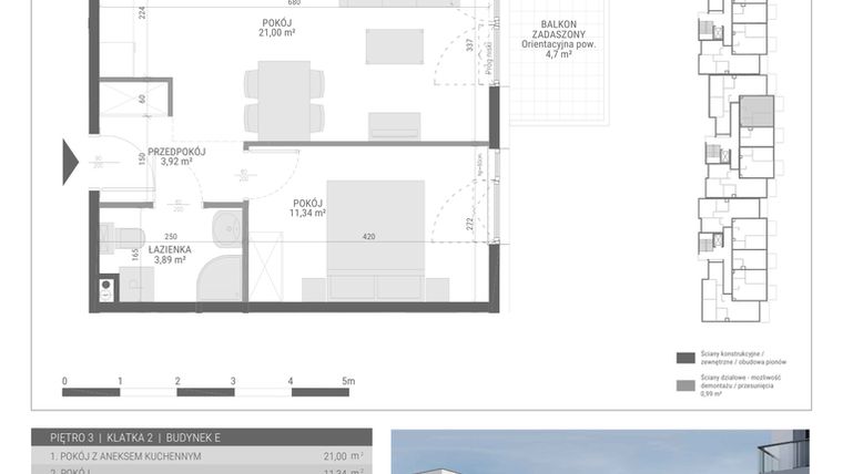 Rzut - Mieszkanie na sprzedaż 2 pokoje o powierzchni 40,15 m² - numer 37 w Monsa bud. E