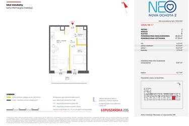 Rzut - Mieszkanie na sprzedaż 2 pokoje o powierzchni 38,26 m² - numer 57 w Neo Nova Ochota 2