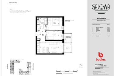 Rzut - Mieszkanie na sprzedaż 3 pokoje o powierzchni 49,67 m² - numer 25 w Gajowa bud. A