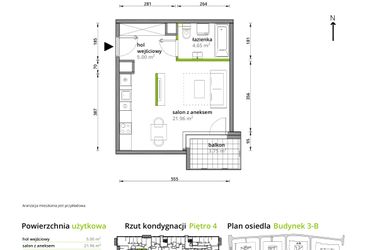 Rzut - Mieszkanie na sprzedaż 1 pokój o powierzchni 31,61 m² - numer B/050 w Aleje Praskie