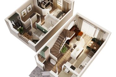 Rzut - Dom na sprzedaż 3 pokoje o powierzchni 60,54 m² - numer 1B w Osiedle Stokrotki