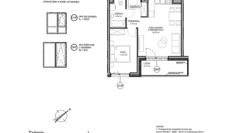 Rzut - Mieszkanie na sprzedaż 2 pokoje o powierzchni 41 m² - numer D.2.10.2 w Rumia Centralna