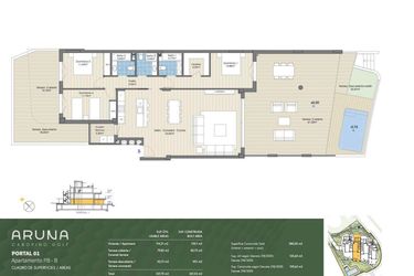 Rzut - Mieszkanie na sprzedaż 3 pokoje o powierzchni 237 m² - numer P1-PB-B w Aruna