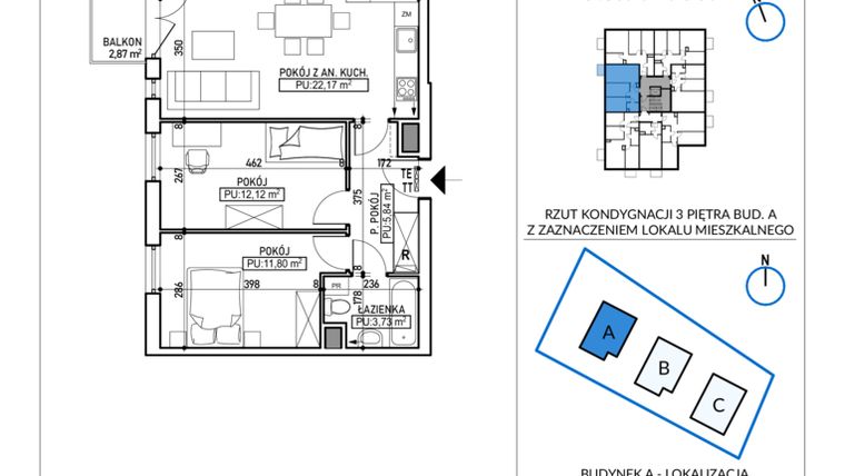 Rzut - Mieszkanie na sprzedaż 1 pokój o powierzchni 55,66 m² - numer 5B-23 w Jodłowicka 5