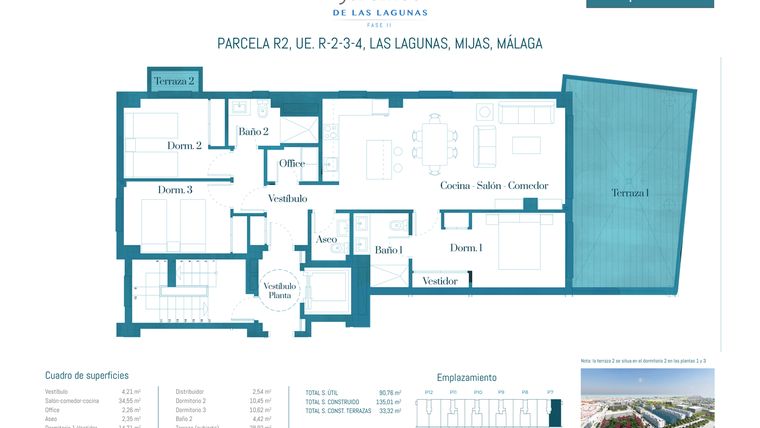 Rzut - Mieszkanie na sprzedaż 3 pokoje o powierzchni 135 m² - numer JL2-71A w Jardines de las Lagunas