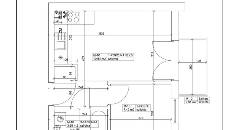 Rzut - Mieszkanie na sprzedaż 2 pokoje o powierzchni 30,61 m² - numer 10 w Bydgoska 19