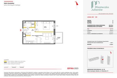 Rzut - Mieszkanie na sprzedaż 2 pokoje o powierzchni 42,31 m² - numer 120 w Miasteczko Julianów