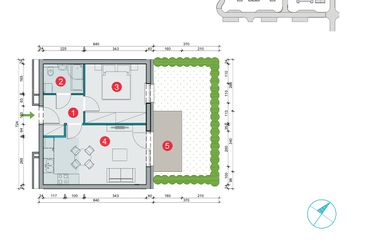 Rzut - Mieszkanie na sprzedaż 2 pokoje o powierzchni 37,49 m² - numer 7.3 w Osiedle Uniwersyteckie etap III