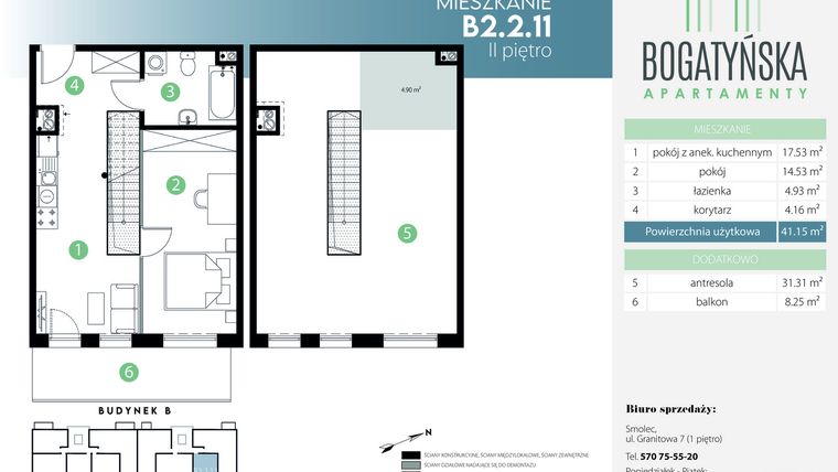 Rzut - Mieszkanie na sprzedaż 3 pokoje o powierzchni 77,36 m² - numer B2.2.11 w Bogatyńska Apartamenty etap 2