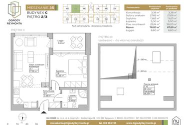 Rzut - Mieszkanie na sprzedaż 2 pokoje o powierzchni 78,83 m² - numer M35 w Ogrody Reymonta