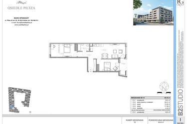 Rzut - Mieszkanie na sprzedaż 3 pokoje o powierzchni 69,59 m² - numer M10 w Osiedle Piltza etap X