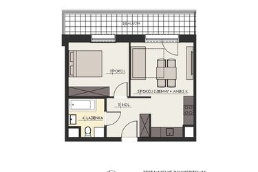 Rzut - Mieszkanie na sprzedaż 2 pokoje o powierzchni 41,66 m² - numer 86 w Osiedle Platinum III