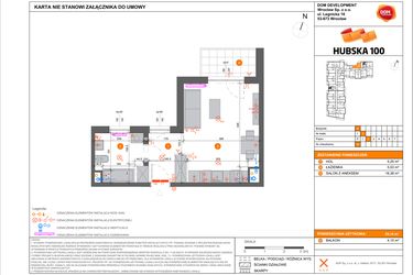 Rzut - Mieszkanie na sprzedaż 1 pokój o powierzchni 29,16 m² - numer 43 w Hubska 100 etap 2