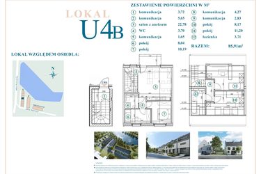 Rzut - Dom na sprzedaż 5 pokoi o powierzchni 85 m² - numer U4B w Tarasy Nad Stawem