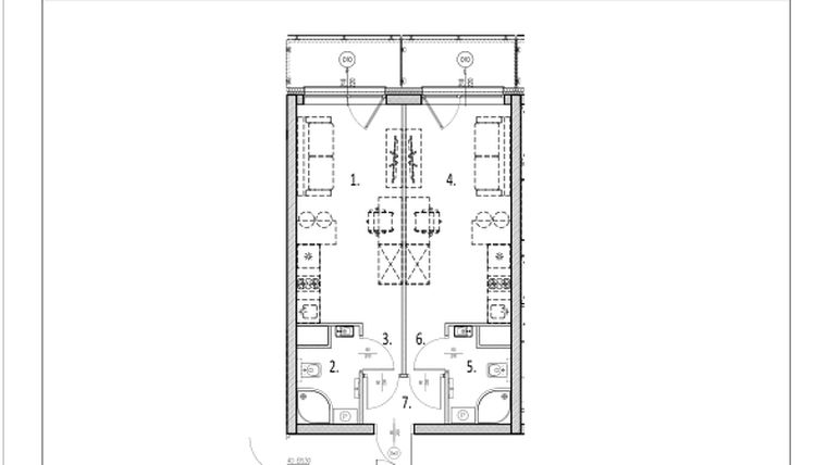 Rzut - Mieszkanie na sprzedaż 2 pokoje o powierzchni 41,66 m² - numer 48 w Zachodnia 29