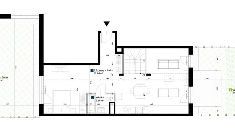 Rzut - Mieszkanie na sprzedaż 1 pokój o powierzchni 116,91 m² - numer AC0008 w Viva Cité 2
