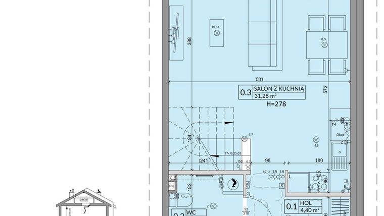 Rzut - Dom na sprzedaż 4 pokoje o powierzchni 77,99 m² - numer 34B w Osiedle Słoneczne etap IV