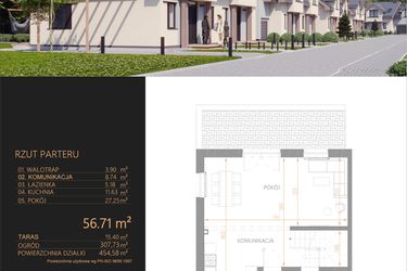 Rzut - Dom na sprzedaż 4 pokoje o powierzchni 101,85 m² - numer A1 w Oaza Tyniecka