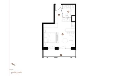 Rzut - Mieszkanie na sprzedaż 1 pokój o powierzchni 29,96 m² - numer A2.2.13 w Apartamenty Grundmanna