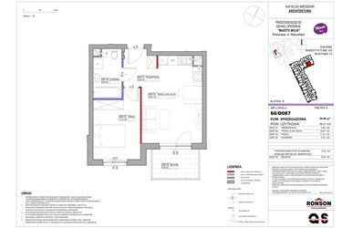 Rzut - Mieszkanie na sprzedaż 2 pokoje o powierzchni 38,57 m² - numer 15_D087 w Miasto Moje 8
