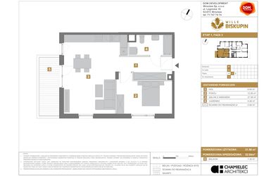 Rzut - Mieszkanie na sprzedaż 2 pokoje o powierzchni 52,94 m² - numer R5 w Wille Biskupin III