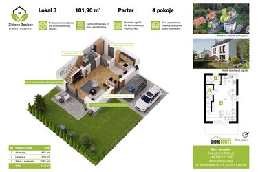Rzut - Dom na sprzedaż 4 pokoje o powierzchni 101,9 m² - numer 03 w Zielone Zacisze
