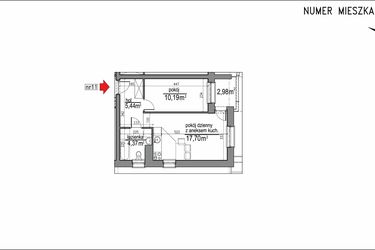 Rzut - Mieszkanie na sprzedaż 2 pokoje o powierzchni 37,7 m² - numer 3m.11 w Osiedle Rytm etap 2
