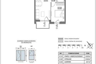 Rzut - Mieszkanie na sprzedaż 2 pokoje o powierzchni 39,12 m² - numer 10.B.12 w Nowe Południe bud. 10