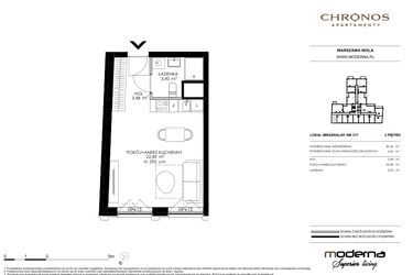 Rzut - Mieszkanie na sprzedaż 1 pokój o powierzchni 30,27 m² - numer 317 w Chronos
