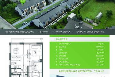 Rzut - Dom na sprzedaż 5 pokoi o powierzchni 125,09 m² - numer B.1.1 w Beskidzka Park