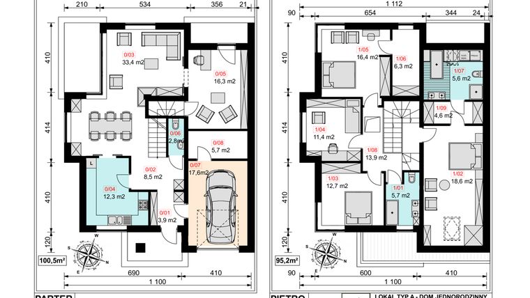 Rzut - Dom na sprzedaż 6 pokoi o powierzchni 201,7 m² - numer 3A w Domy nad Mienią