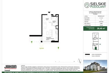 Rzut - Mieszkanie na sprzedaż 1 pokój o powierzchni 28,22 m² - numer C.A2 w Sielskie Podolany II