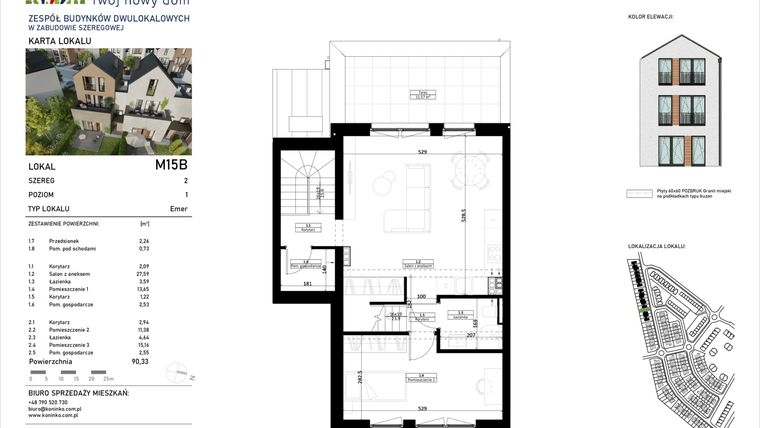Rzut - Mieszkanie na sprzedaż 4 pokoje o powierzchni 95,88 m² - numer 15.B w Osiedle Koninko