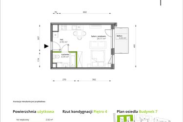 Rzut - Mieszkanie na sprzedaż 1 pokój o powierzchni 31,42 m² - numer 087/7 w Aleje Praskie