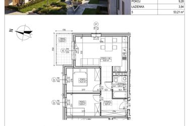 Rzut - Mieszkanie na sprzedaż 3 pokoje o powierzchni 53,21 m² - numer M.B7.00.06 w Osiedle Harmonia bud. B7