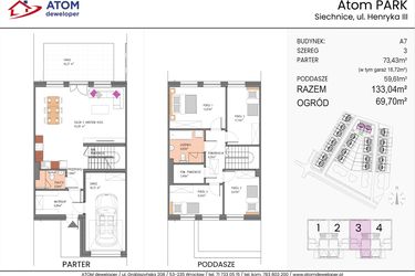 Rzut - Dom na sprzedaż 5 pokoi o powierzchni 133,04 m² - numer A7/3 w ATOM Park