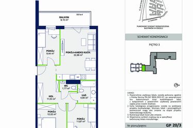 Rzut - Mieszkanie na sprzedaż 4 pokoje o powierzchni 74,29 m² - numer 86 w Wolne Miasto etap VII