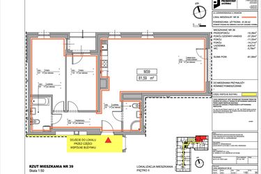 Rzut - Mieszkanie na sprzedaż 3 pokoje o powierzchni 81,59 m² - numer 3.39 w Czerwieńskiego 3