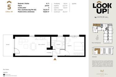 Rzut - Mieszkanie na sprzedaż 2 pokoje o powierzchni 50,35 m² - numer A.5 w Look Up House