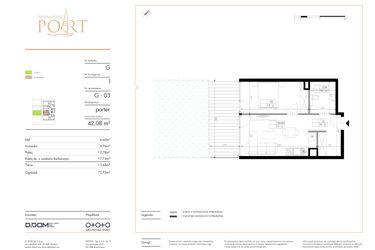 Rzut - Mieszkanie na sprzedaż 2 pokoje o powierzchni 42,08 m² - numer G_3 w Warmiński Port etap V