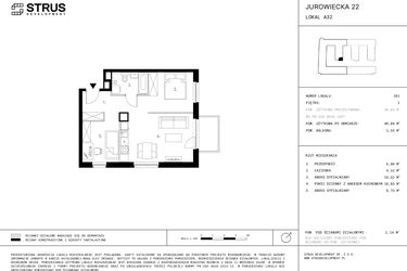 Rzut - Mieszkanie na sprzedaż 1 pokój o powierzchni 48,85 m² - numer 1.A32-281 w Jurowiecka 22