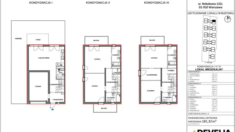 Rzut - Mieszkanie na sprzedaż 5 pokoi o powierzchni 181,32 m² - numer A22.L1 w Rokokowa Vita