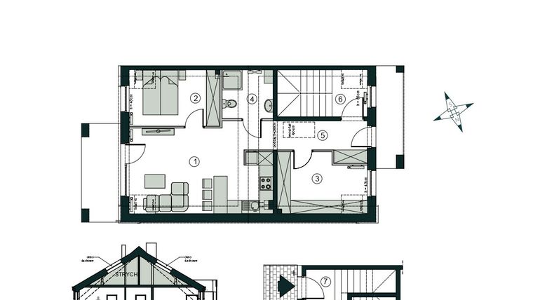 Rzut - Mieszkanie na sprzedaż 3 pokoje o powierzchni 66,43 m² - numer O2 w Aleja Wiśniowa Pogórze