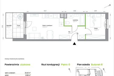 Rzut - Mieszkanie na sprzedaż 2 pokoje o powierzchni 42,17 m² - numer B/0/23 w Krakowska Vita